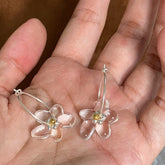 Dewdrop Bloom · Petite Floral Silver Hoops